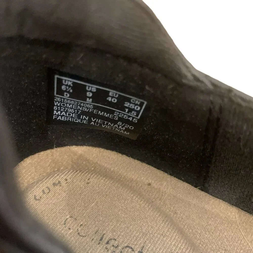 CLARKS COLLECTION WOMEN'S BLACK LEATHER SLIP ON LOAFERS 9- NICE!